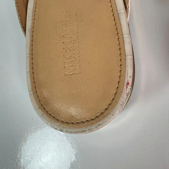 Michael Kors Natasha Embossed Leather Slides Creamy 10M Minimalist Old Money - Picture 5 of 8